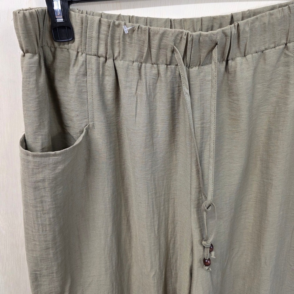Baltic Born Sage Green Linen Blend Wide Leg Crop Pants 1XL New - Picture 14 of 16